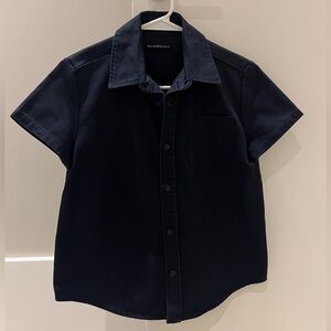 Brandy Melville Navy Short-Sleeve Button-Down Shirt
